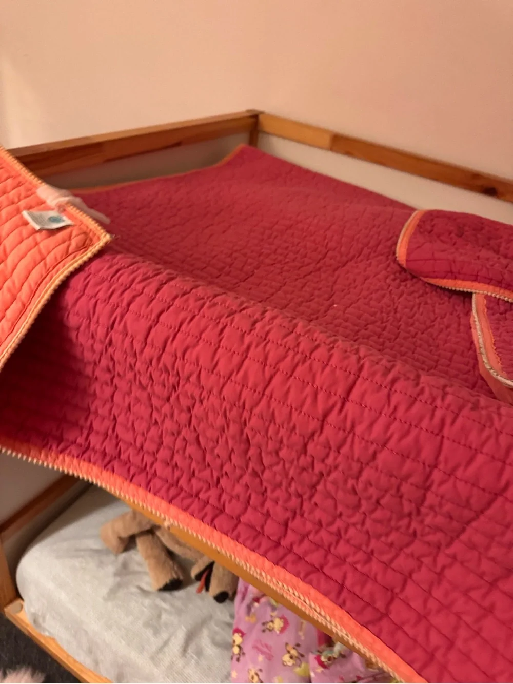 Martha Stewart Reversible Coral and Magenta Quilted Bedspread